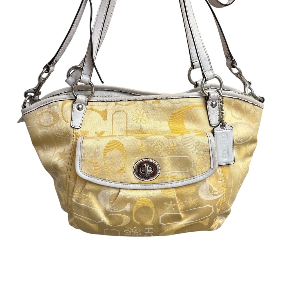 Coach vintage y2k Rare Stars & Flowers Leah yellow Tote Bag Handbag Purse F14648